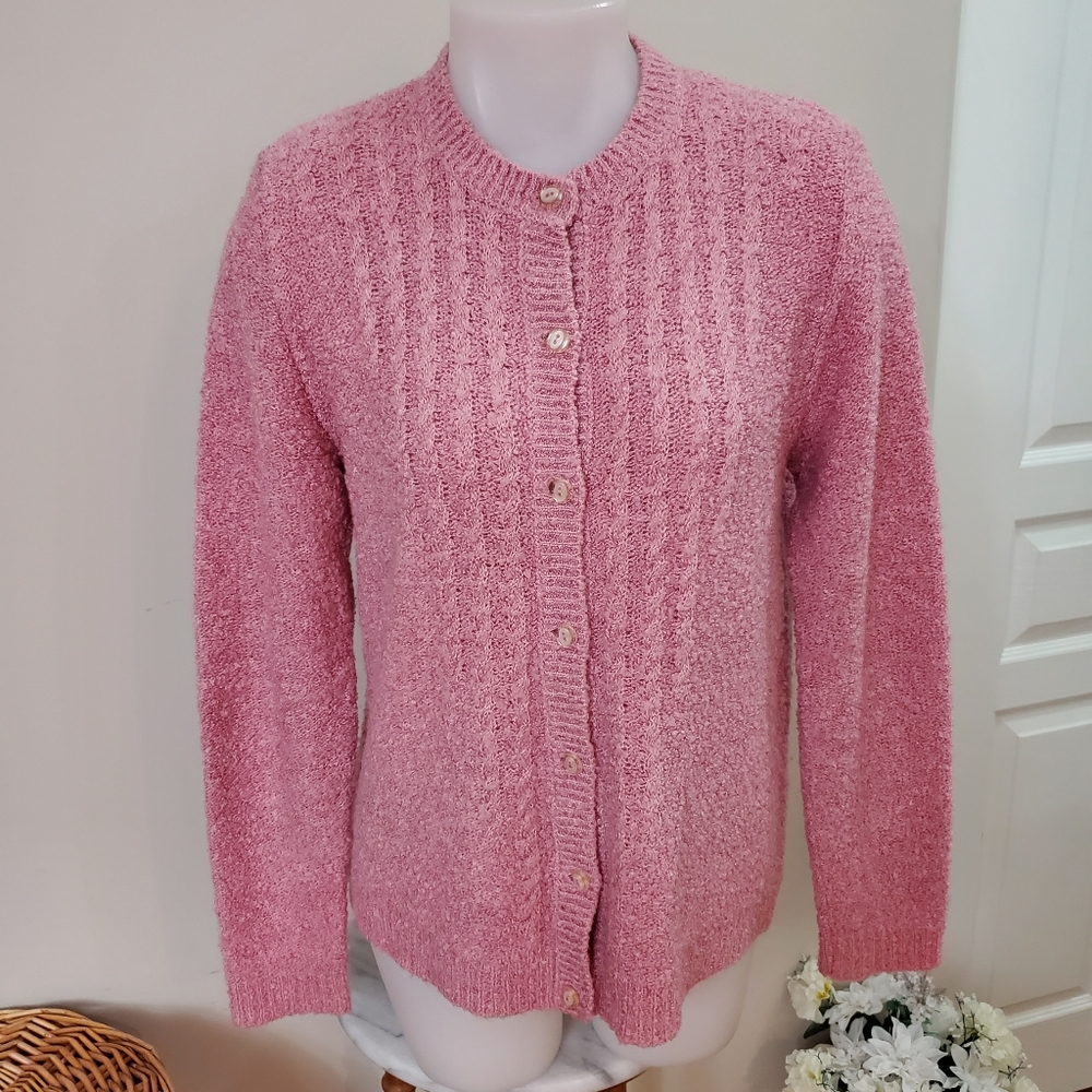 Vintage D'Aillard's Pink Cardigan Sweater Medium to ML